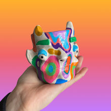Load image into Gallery viewer, Lil Multi Groovy Devil Pot in white (One-Off)