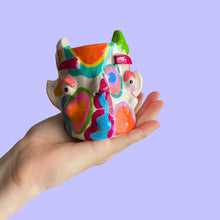 Load image into Gallery viewer, Lil Multi Funky Devil Pot in white (One-Off)