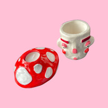 Load image into Gallery viewer, Red Mushroom Pot with Candle Holder Lid