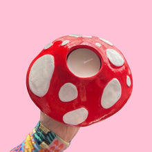 Load image into Gallery viewer, Red Mushroom Pot with Candle Holder Lid