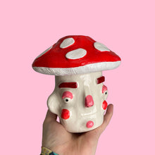 Load image into Gallery viewer, Red Mushroom Pot with Candle Holder Lid