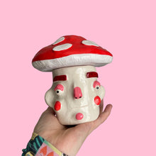Load image into Gallery viewer, Red Mushroom Pot with Candle Holder Lid