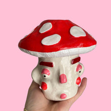 Load image into Gallery viewer, Red Mushroom Pot with Candle Holder Lid