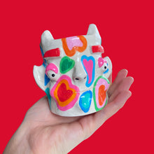 Load image into Gallery viewer, One-Off Lil Funky Colourful Hearts Devil Pot