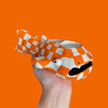 Load image into Gallery viewer, Orange Checkerboard Whale Shark Tealight Candle Holder
