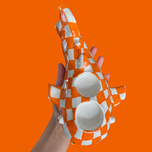 Load image into Gallery viewer, Orange Checkerboard Whale Shark Tealight Candle Holder