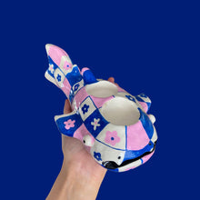 Load image into Gallery viewer, Pink & Blue Checkerboard Whale Shark Tealight Candle Holder