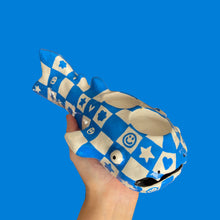 Load image into Gallery viewer, Blue Checkerboard Whale Shark Tealight Candle Holder