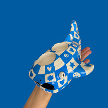 Load image into Gallery viewer, Blue Checkerboard Whale Shark Tealight Candle Holder