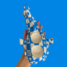 Load image into Gallery viewer, Blue Checkerboard Whale Shark Tealight Candle Holder