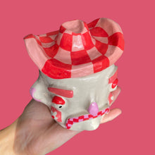 Load image into Gallery viewer, Checkerboard Cowboy in Pink & Red