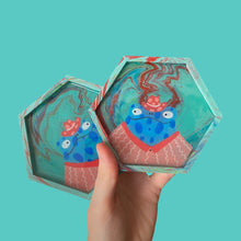 Load image into Gallery viewer, Swirly Cow-Boy Frogs Coaster Set
