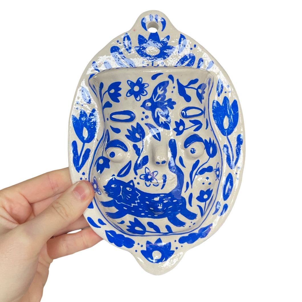 Delftware white + blue PonkyWots Wall Vase