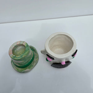 NEW Colourful Top Hat Man Pot & Candle Holder #1