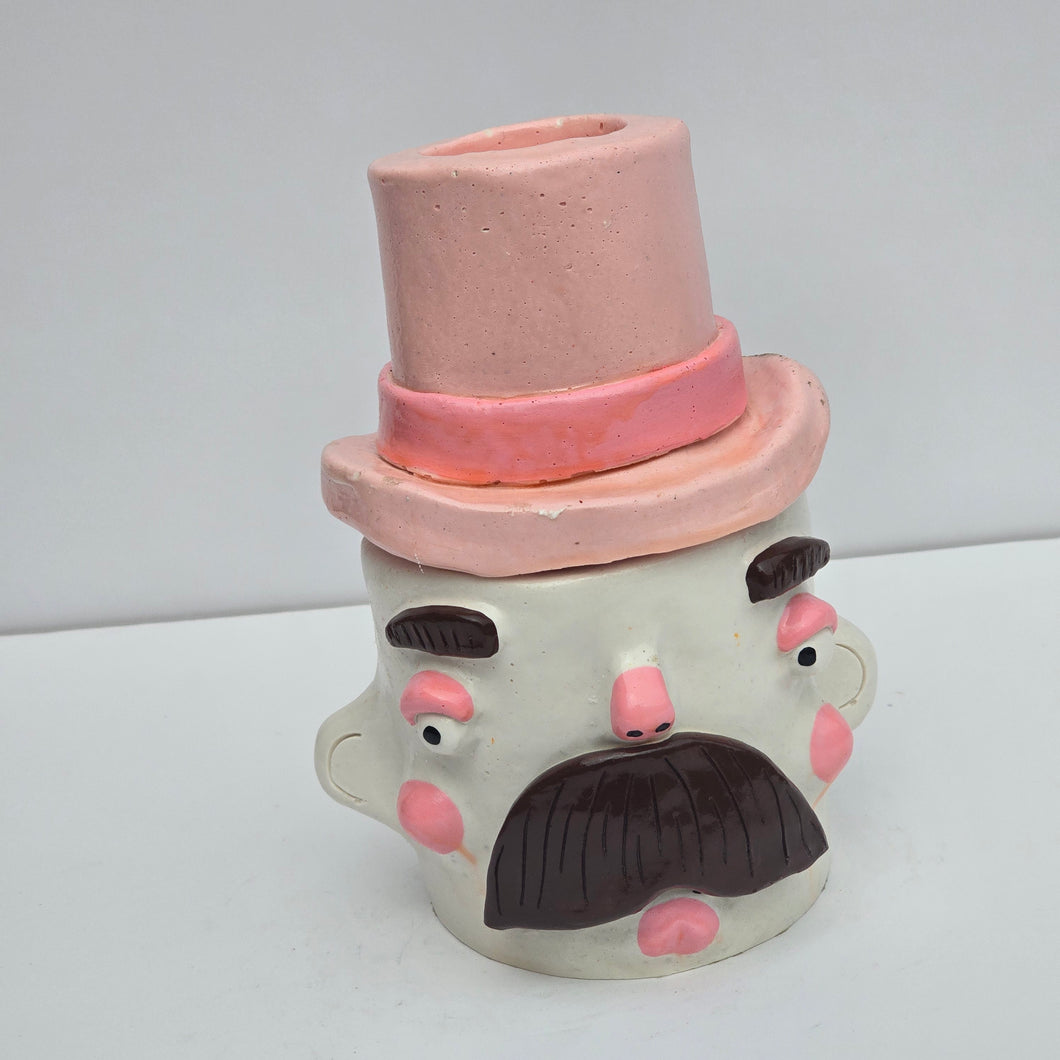 NEW Colourful Top Hat Man Pot & Candle Holder #2
