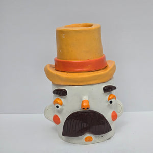 NEW Colourful Top Hat Man Pot & Candle Holder #3