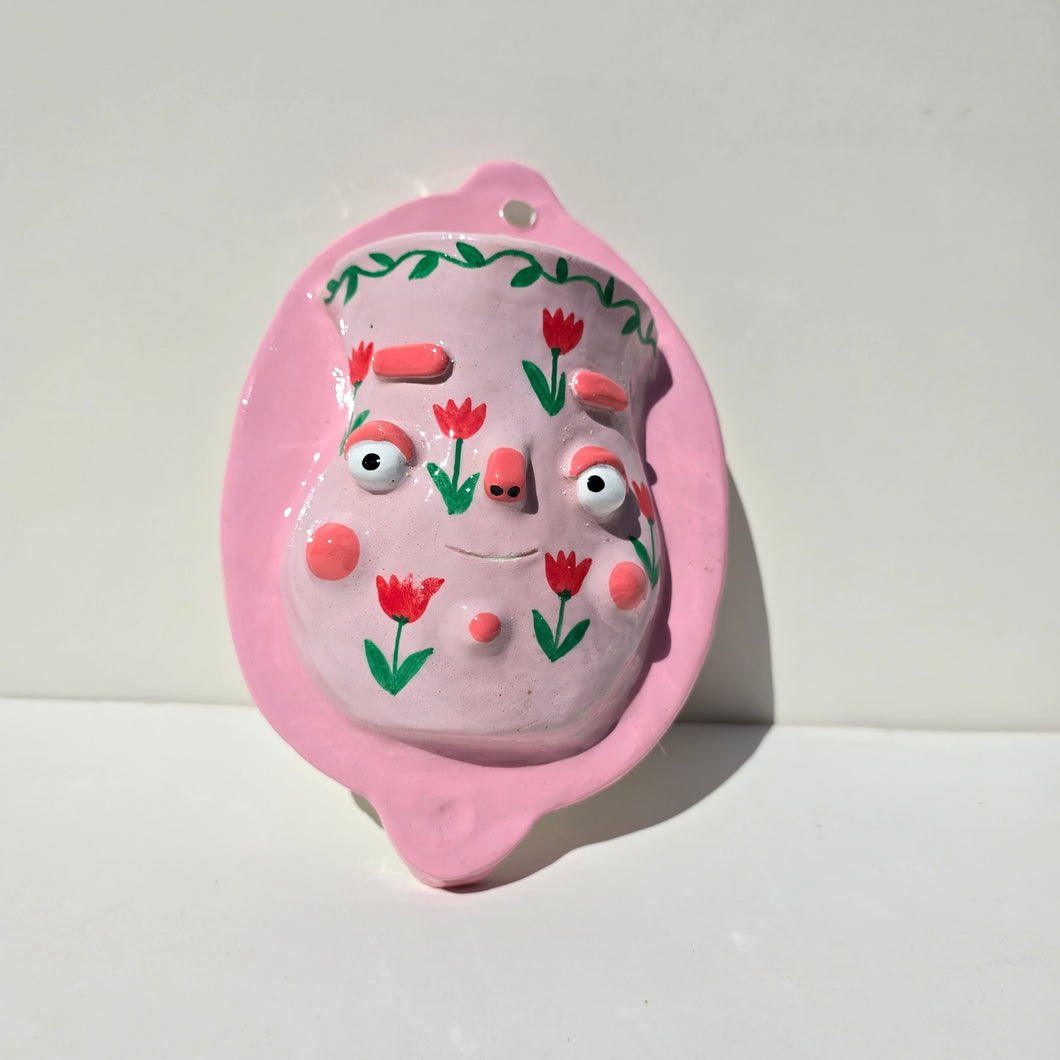 PonkyWots Wall Vase (Double Pink Floral)