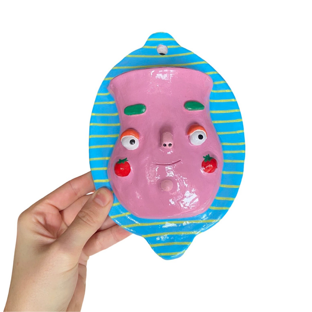 'Blue Pink Tomato' PonkyWots Wall Vase