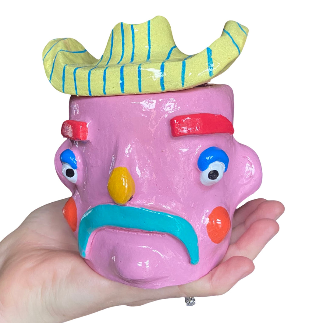 ‘Stripe hat’ Cowboy Pot (one off)