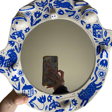 Load image into Gallery viewer, ‘Delftware blue + white&#39; BIG Ponky Wall Mirror (one-off)
