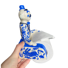 Load image into Gallery viewer, ‘Delftware Danny&#39; The PonkyWot Butler Toilet Roll Holder (one off)
