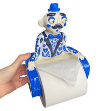 Load image into Gallery viewer, ‘Delftware Danny&#39; The PonkyWot Butler Toilet Roll Holder (one off)
