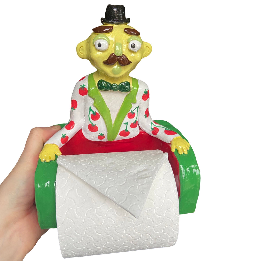‘Tomato Ted' The PonkyWot Butler Toilet Roll Holder (one off)