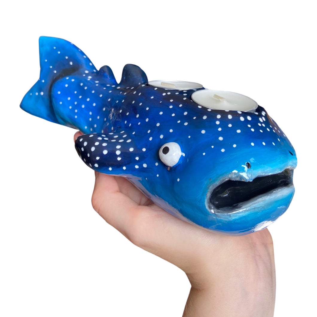 Blue Whale Shark Tealight Candle Holder (One-Off)