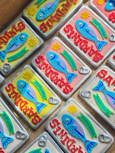 NEW Sardine Matchbox / Storage Tin (Yellow)