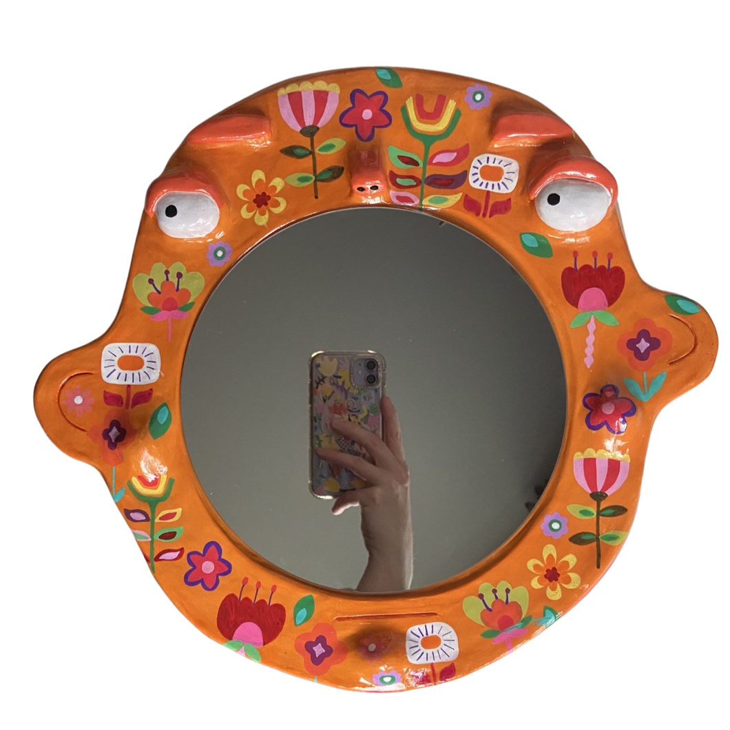 'Orange Retro Vibes' BIG Ponky Wall Mirror (one-off design)