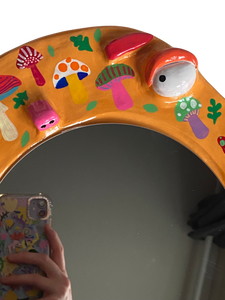 'Orange Mushrooms' BIG Ponky Wall Mirror (one-off design)