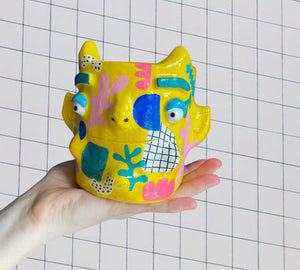 Yellow Abstract Devil Pot (One-Off)