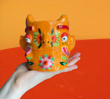 Load image into Gallery viewer, Orange 60&#39;s Florals Devil Pot (One-Off)
