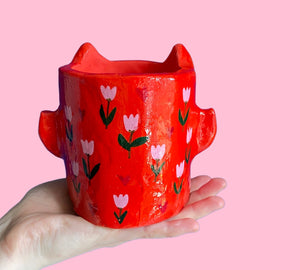 Red Tulips Devil Pot (One-Off)