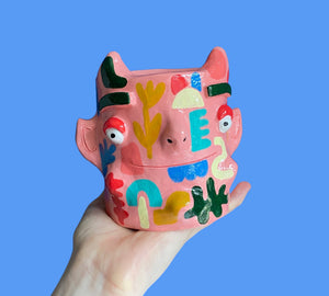 Pink Absract Devil Pot (One-Off)