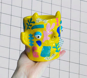 Yellow Abstract Devil Pot (One-Off)