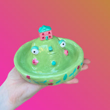Load image into Gallery viewer, Pink &amp; Green House on the Hill Incense Holder / Jewellery Dish (One-Off)
