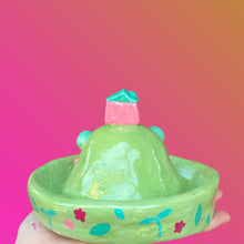 Load image into Gallery viewer, Pink &amp; Green House on the Hill Incense Holder / Jewellery Dish (One-Off)
