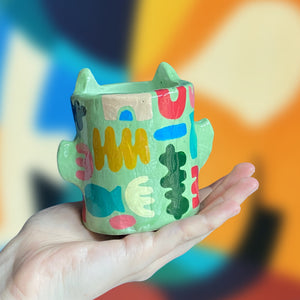 Green Abstract Devil Lil Pot (One-Off)