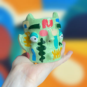 Green Abstract Devil Lil Pot (One-Off)