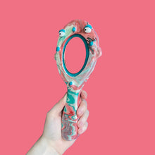 Load image into Gallery viewer, Raspberry &amp; Teal Marble Hand-Held Mirror (One-Off)
