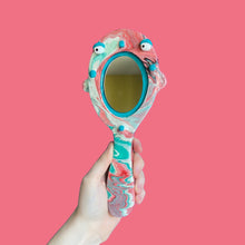 Load image into Gallery viewer, Raspberry &amp; Teal Marble Hand-Held Mirror (One-Off)
