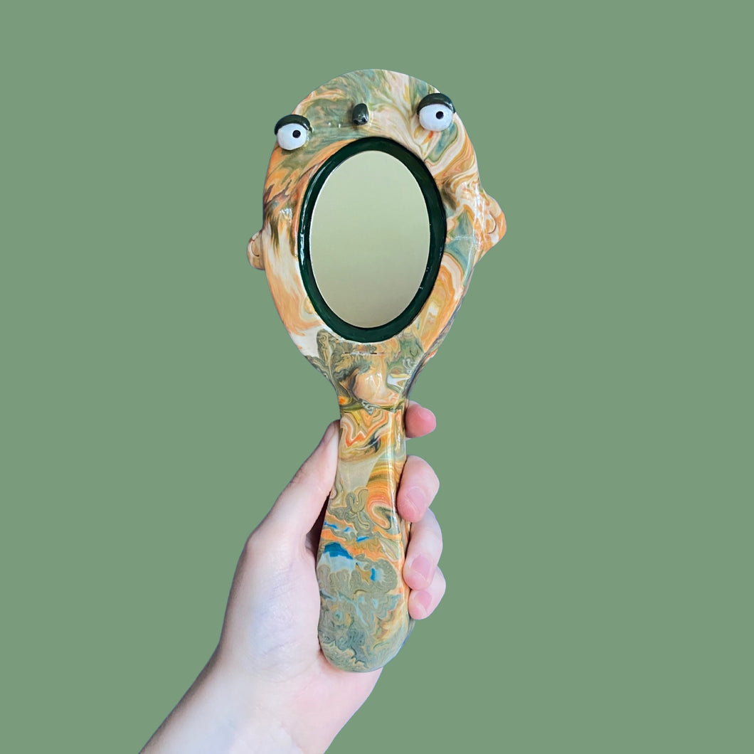 Earthy Marble Hand-Held Mirror (One-Off)