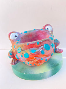 Frog Remote Control / Incense Holder (one off green and pink)