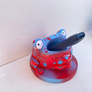 Frog Remote Control / Incense Holder (Red + Blue)