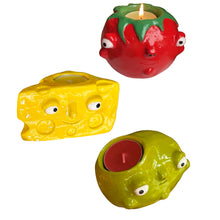 Load image into Gallery viewer, NEW Set of 3, Cheese, Olive &amp; Tomato Tea-light Candle Holder
