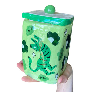 'Green Tigers' Storage Jar (One-Off)