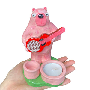 NEW Pink Bear Candle Holder / Matchstick Striker