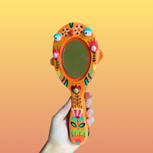 Load image into Gallery viewer, Orange Floral Hand-Held Mirror (One-Off)
