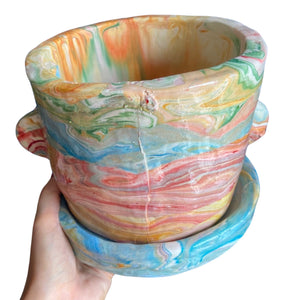 'Colourful Marble' Large Plant Pot (one-off)